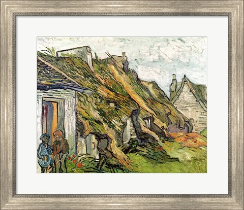 Framed Thatched Cottages in Chaponval Print