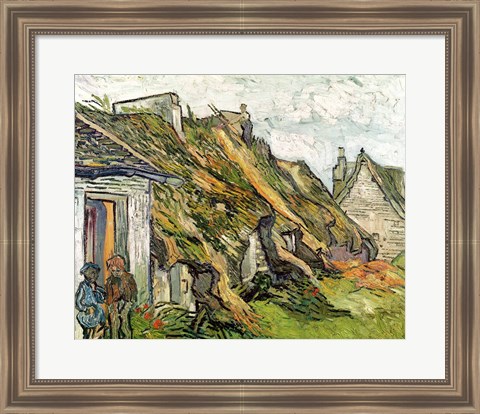 Framed Thatched Cottages in Chaponval Print