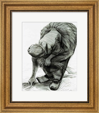 Framed Peasant Woman Gleaning, 1885 Print