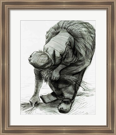 Framed Peasant Woman Gleaning, 1885 Print