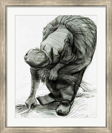 Framed Peasant Woman Gleaning, 1885 Print