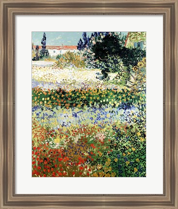 Framed Garden in Bloom, Arles, 1888 Print