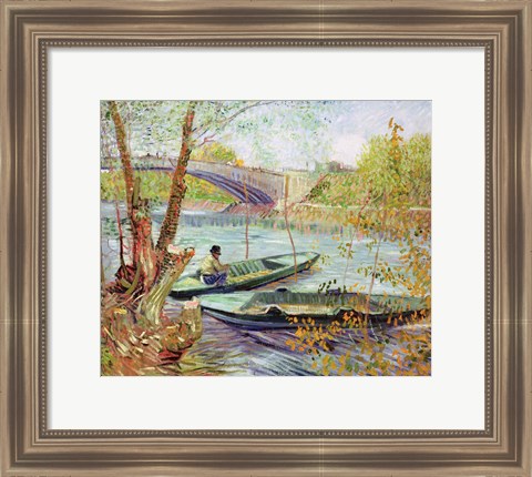 Framed Fishing in the Spring. Pont de Clichy, 1887 Print