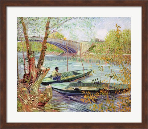 Framed Fishing in the Spring. Pont de Clichy, 1887 Print