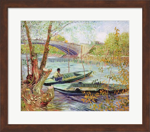 Framed Fishing in the Spring. Pont de Clichy, 1887 Print