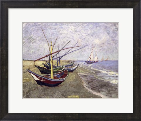 Framed Fishing Boats on the Beach at Saintes-Maries-de-la-Mer Print