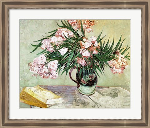 Framed Oleanders and Books, 1888 Print