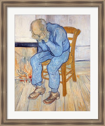 Framed Old Man in Sorrow Print