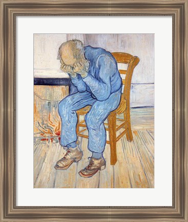 Framed Old Man in Sorrow Print