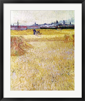 Framed Wheatfield with Sheaves, 1888 Print