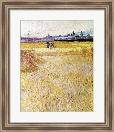 Framed Wheatfield with Sheaves, 1888 Print