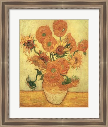 Framed Sunflowers, 1889 Print