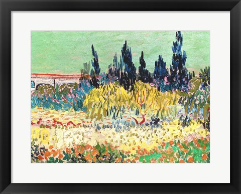 Framed Garden at Arles, detail of the cypress trees Print