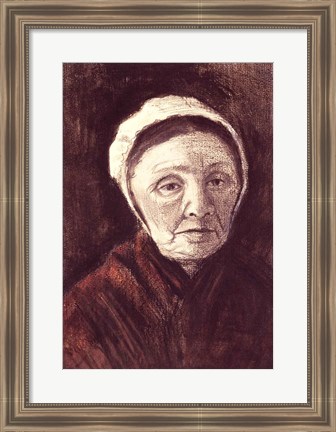 Framed Head of an old woman in a Scheveninger Cap Print