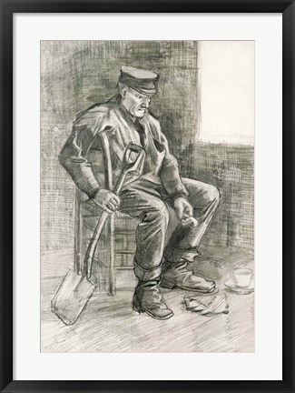 Framed Man with a Spade Resting, 1882 Print