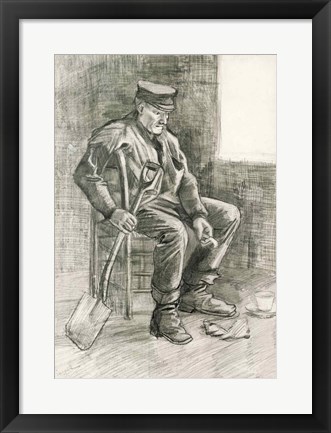 Framed Man with a Spade Resting, 1882 Print