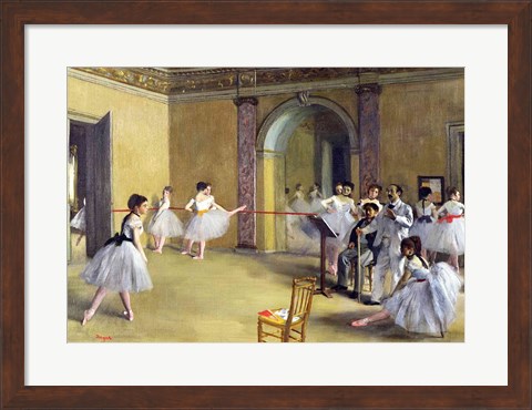 Framed Dance Foyer at the Opera on the rue Le Peletier, 1872 Print