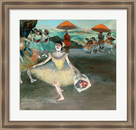 Framed Dancer with bouquet, curtseying, 1877 Print