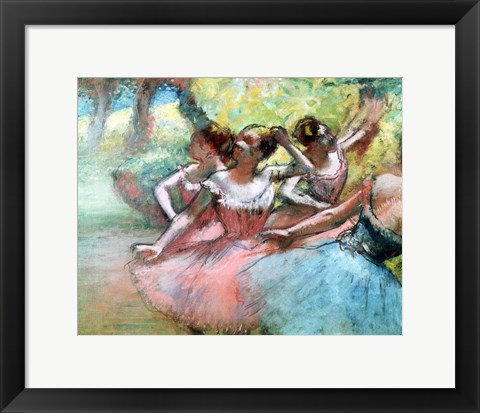 Framed Four ballerinas on the stage Print