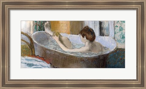 Framed Woman in her Bath, Sponging her Leg, c.1883 Print