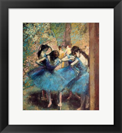 Framed Dancers in Blue, 1890 Print