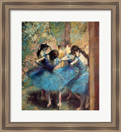 Framed Dancers in Blue, 1890 Print