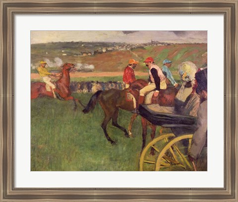 Framed Race Course - Amateur Jockeys near a Carriage Print