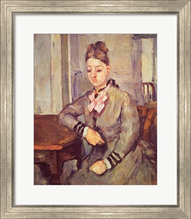 Framed Madame Cezanne Leaning on a Table Print