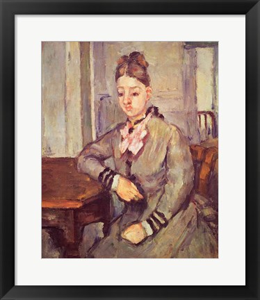 Framed Madame Cezanne Leaning on a Table Print