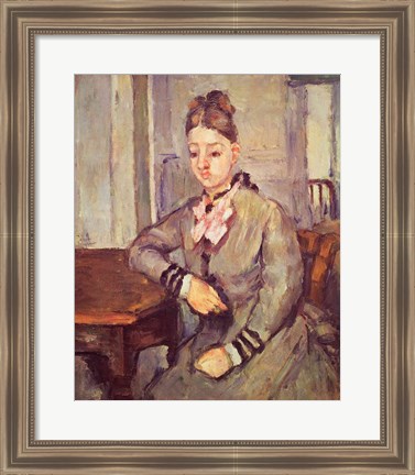 Framed Madame Cezanne Leaning on a Table Print