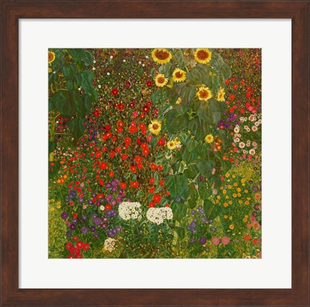 Framed Farm Garden with Flowers Print