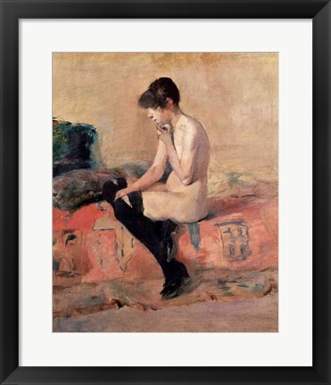 Framed Nude Woman Seated on a Divan, 1881 Print