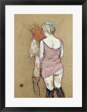 Framed Two Semi-Nude Women at the Maison de la Rue des Moulins, 1894 Print