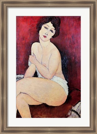 Framed Large Seated Nude Print