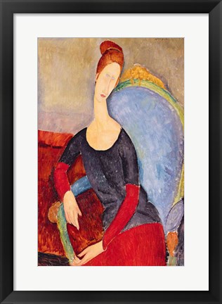 Framed Mme Hebuterne in a Blue Chair, 1918 Print