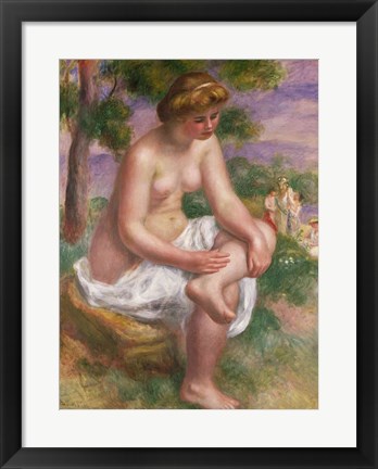 Framed Seated Bather in a Landscape Print