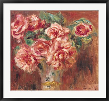 Framed Roses in a Vase, c.1890 Print