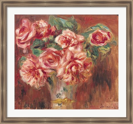 Framed Roses in a Vase, c.1890 Print