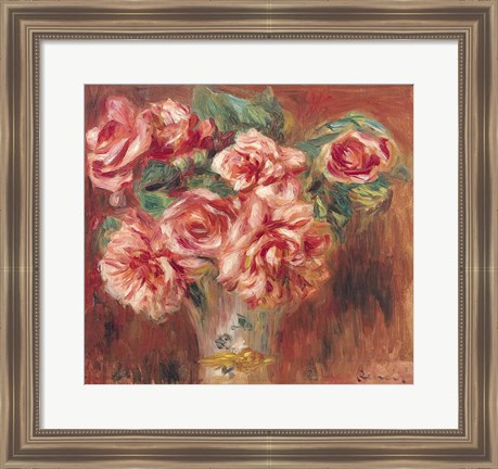 Framed Roses in a Vase, c.1890 Print