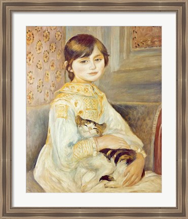 Framed Julie Manet with Cat, 1887 Print