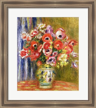 Framed Vase of Tulips and Anemones, c.1895 Print