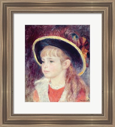 Framed Portrait of a Young Girl in a Blue Hat, 1881 Print