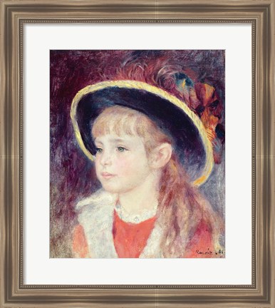 Framed Portrait of a Young Girl in a Blue Hat, 1881 Print