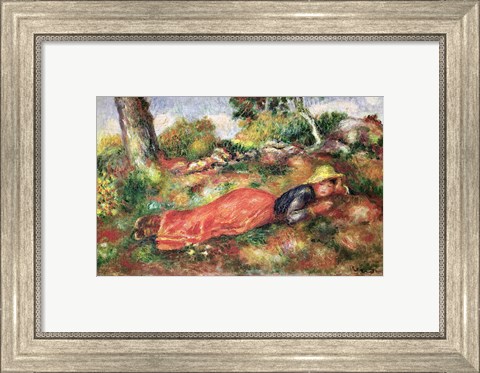 Framed Young Girl Sleeping on the Grass Print