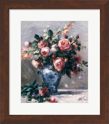 Framed Vase of Roses Print