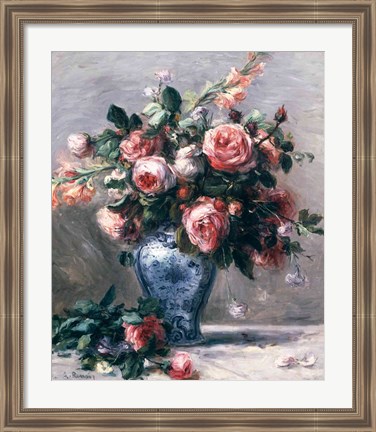 Framed Vase of Roses Print