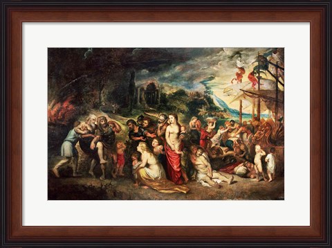 Framed Aeneas prepares to lead the Trojans into exile, c.1602 Print