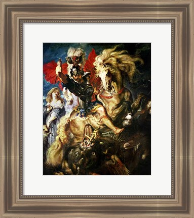 Framed St. George and the Dragon, c.1606 Print