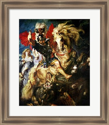 Framed St. George and the Dragon, c.1606 Print