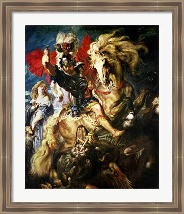 Framed St. George and the Dragon, c.1606 Print